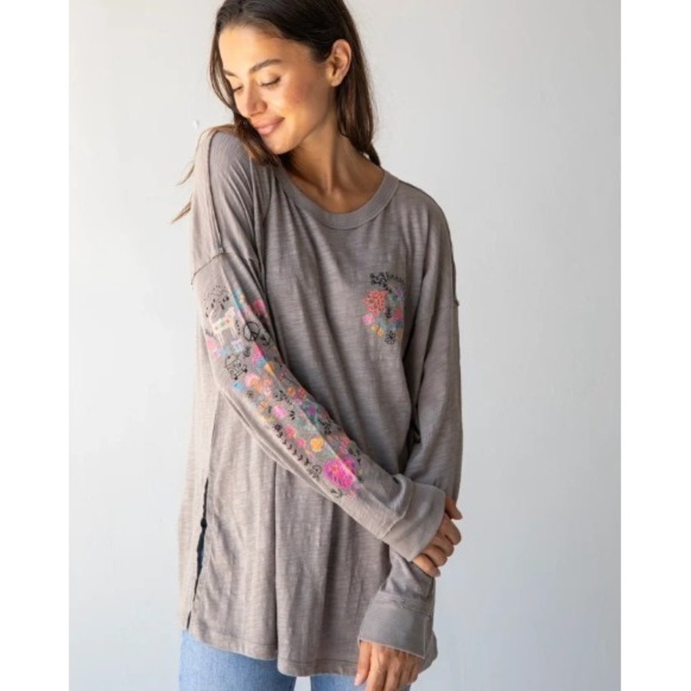 Natural Life Oversized Cotton Doodle Tee Women XL